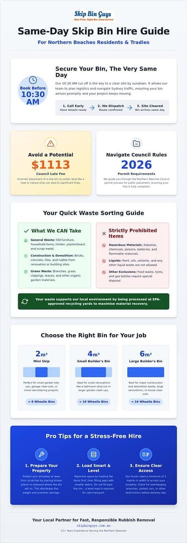 Same Day Skip Bin Hire Northern Beaches | Reliable 2026 Service